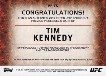 2012 Topps UFC Knockout - Premium Pieces Relics #PP-­TK Tim Kennedy Back
