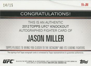 2012 Topps UFC Knockout - Autographs Red Ink #FA-JM Jason Miller Back