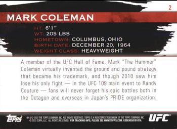 2010 Topps UFC Knockout - Gold #2 Mark Coleman Back