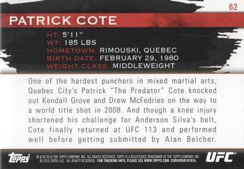 2010 Topps UFC Knockout - Gold #62 Patrick Cote Back
