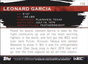 2010 Topps UFC Knockout - Gold #113 Leonard Garcia Back