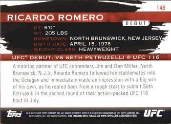 2010 Topps UFC Knockout - Gold #146 Ricardo Romero Back