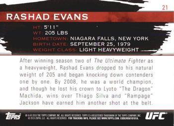 2010 Topps UFC Knockout - Silver #21 Rashad Evans Back