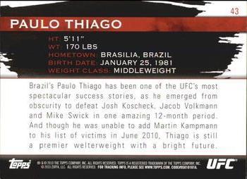 2010 Topps UFC Knockout - Silver #43 Paulo Thiago Back