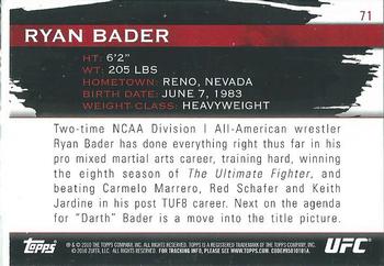 2010 Topps UFC Knockout - Silver #71 Ryan Bader Back