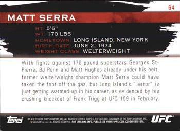 2010 Topps UFC Knockout - Green #64 Matt Serra Back