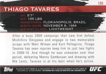 2010 Topps UFC Knockout - Green #105 Thiago Tavares Back