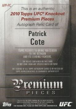 2010 Topps UFC Knockout - Premium Pieces Autograph Version #APP-PC Patrick Cote Back