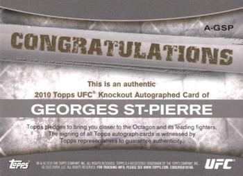 2010 Topps UFC Knockout - Fighter Autograph #A-GSP Georges St-Pierre Back