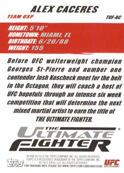 2010 Topps UFC Knockout - The Ultimate Fighter Autograph #TUFAC Alex Caceres Back