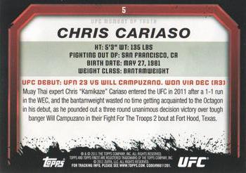 2011 Topps UFC Moment of Truth - Gold #5 Chris Cariaso Back