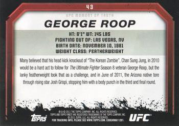 2011 Topps UFC Moment of Truth - Gold #43 George Roop Back