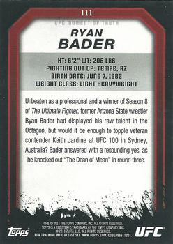 2011 Topps UFC Moment of Truth - Gold #111 Ryan Bader Back