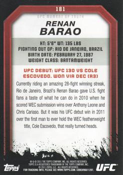 2011 Topps UFC Moment of Truth - Gold #181 Renan Barao Back