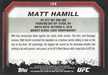 2011 Topps UFC Moment of Truth - Gold #188 Matt Hamill Back