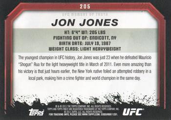 2011 Topps UFC Moment of Truth - Gold #205 Jon Jones Back