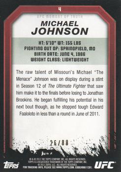 2011 Topps UFC Moment of Truth - Onyx #4 Michael Johnson Back