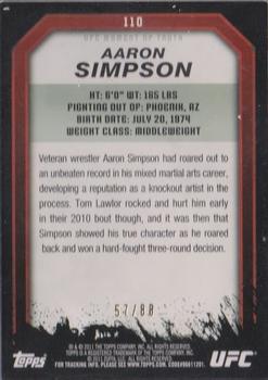 2011 Topps UFC Moment of Truth - Onyx #110 Aaron Simpson Back