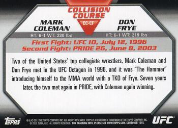 2011 Topps UFC Moment of Truth - Collision Course Duals #CC-CF Mark Coleman / Don Frye Back