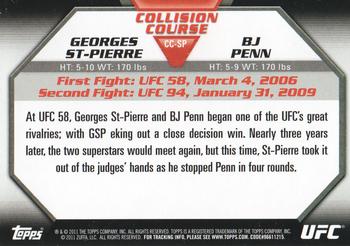 2011 Topps UFC Moment of Truth - Collision Course Duals #CC-SP Georges St-Pierre / BJ Penn Back