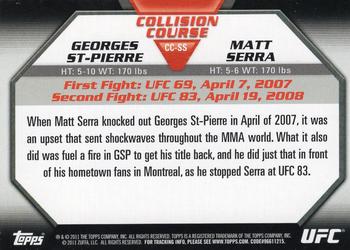 2011 Topps UFC Moment of Truth - Collision Course Duals #CC-SS Georges St-Pierre / Matt Serra Back