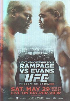 2011 Topps UFC Moment of Truth - Fight Poster Review #FPR-UFC114 UFC 114 Rampage vs. Evans Front