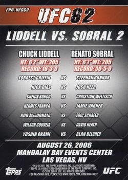 2011 Topps UFC Moment of Truth - Fight Poster Review #FPR-UFC62 UFC 62 Liddell vs. Sobral 2 Back