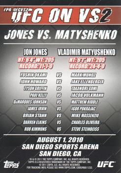 2011 Topps UFC Moment of Truth - Fight Poster Review #FPR-UFCVS2 UFC on VS 2 Jones vs. Matyshenko Back