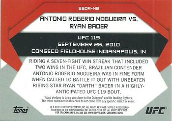 2011 Topps UFC Moment of Truth - Showdown Shots Dual Relics #SSDR-NB Antonio Rogerio Nogueira / Ryan Bader Back