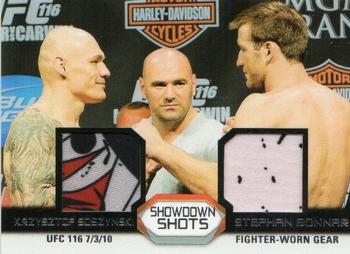 2011 Topps UFC Moment of Truth - Showdown Shots Dual Relics #SSDR-SB Krzysztof Soszynski / Stephan Bonnar Front