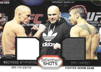 2011 Topps UFC Moment of Truth - Showdown Shots Dual Relics #SSDR-SH Georges St. Pierre / Dan Hardy Front