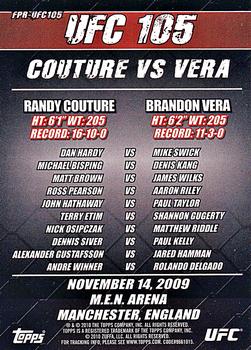 2010 Topps UFC - Fight Poster Review #FPR-UFC105 UFC 105 / Randy Couture / Brandon Vera / Mike Swick / Dan Hardy / Michael Bisping / Denis Kang Back