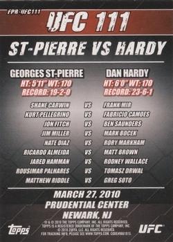 2010 Topps UFC - Fight Poster Review #FPR-UFC111 UFC 111 / Georges St-Pierre / Frank Mir / Shane Carwin / Dan Hardy Back