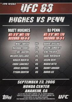 2010 Topps UFC - Fight Poster Review #FPR-UFC63 UFC 63 / Matt Hughes / BJ Penn Back