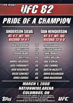 2010 Topps UFC - Fight Poster Review #FPR-UFC82 UFC 82 / Anderson Silva / Dan Henderson Back