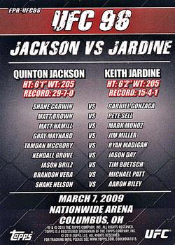 2010 Topps UFC - Fight Poster Review #FPR-UFC96 UFC 96 / Quinton Jackson / Keith Jardine / Shane Carwin / Gray Maynard / Gabriel Gonzaga / Matt Hamill Back