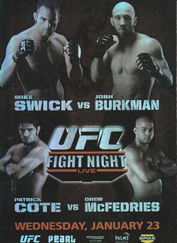 2010 Topps UFC - Fight Poster Review #FPR-UFN12 UFC Fight Night 12 / Mike Swick / Josh Burkman / Patrick Cote / Drew McFedries Front