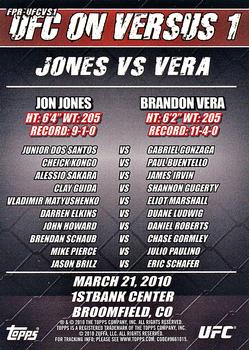 2010 Topps UFC - Fight Poster Review #FPR-UFCVS1 UFC on Versus 1 / Brandon Vera / Jon Jones / Junior Dos Santos / Gabriel Gonzaga Back