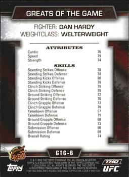 2010 Topps UFC - Greats of the Game #GTG-6 Dan Hardy Back