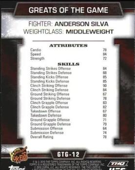 2010 Topps UFC - Greats of the Game #GTG-12 Anderson Silva Back