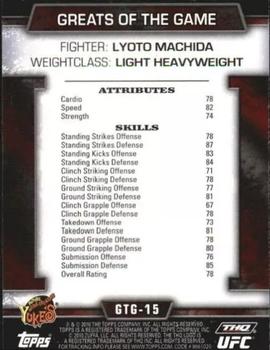 2010 Topps UFC - Greats of the Game #GTG-15 Lyoto Machida Back