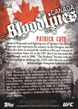 2010 Topps UFC - Bloodlines #BL-2 Patrick Cote Back