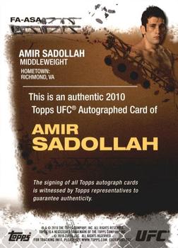 2010 Topps UFC - Autograph #FA-ASA Amir Sadollah Back
