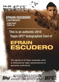 2010 Topps UFC - Autograph #FA-EE Efrain Escudero Back