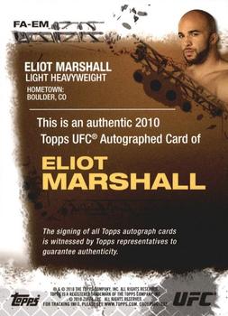 2010 Topps UFC - Autograph #FA-EM Eliot Marshall Back