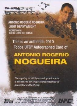 2010 Topps UFC - Autograph #FA-ARN Antonio Rogerio Nogueira Back
