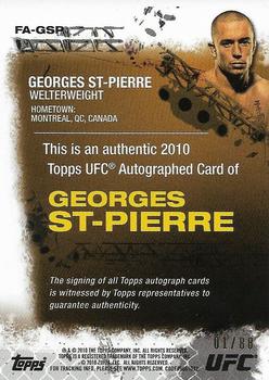 2010 Topps UFC - Autograph Onyx #FA-GSP Georges St-Pierre Back