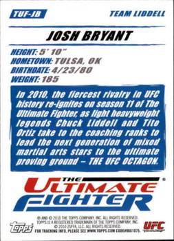 2010 Topps UFC - The Ultimate Foto Autograph #TUF-JB Josh Bryant Back