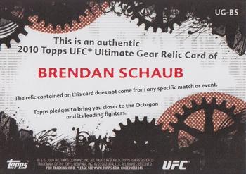 2010 Topps UFC - Ultimate Gear Relic #UG-BS Brendan Schaub Back