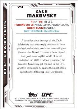 2014 Topps UFC Champions #79 Zach Makovsky Back